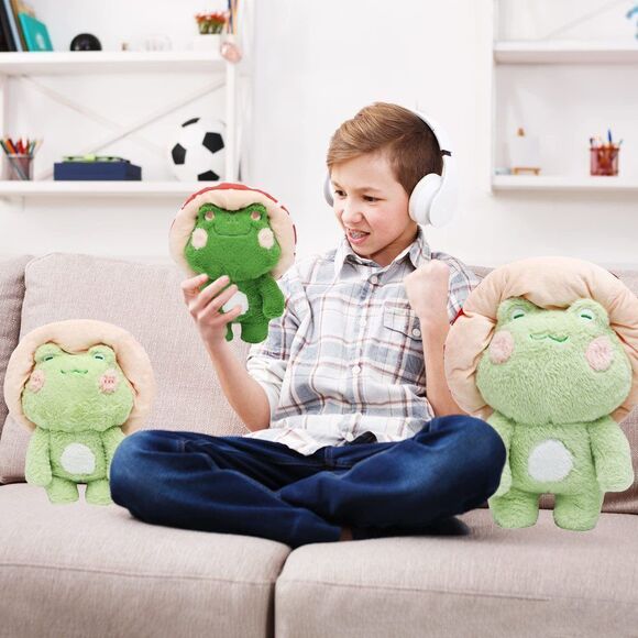 Hnokle 17" Frog Plush Toys Big Mushroom Hat Stuffed Animals Kawaii Mushroom Plu - Picture 5 of 7